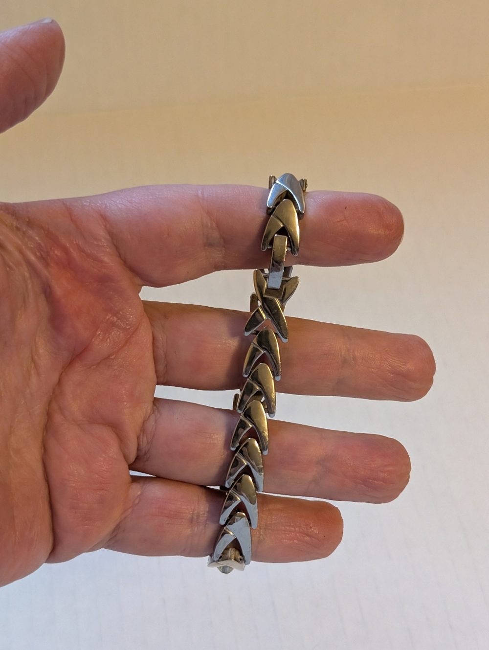 Vintage Men's Silver 925 Link Bracelet - V Design In VGUC
